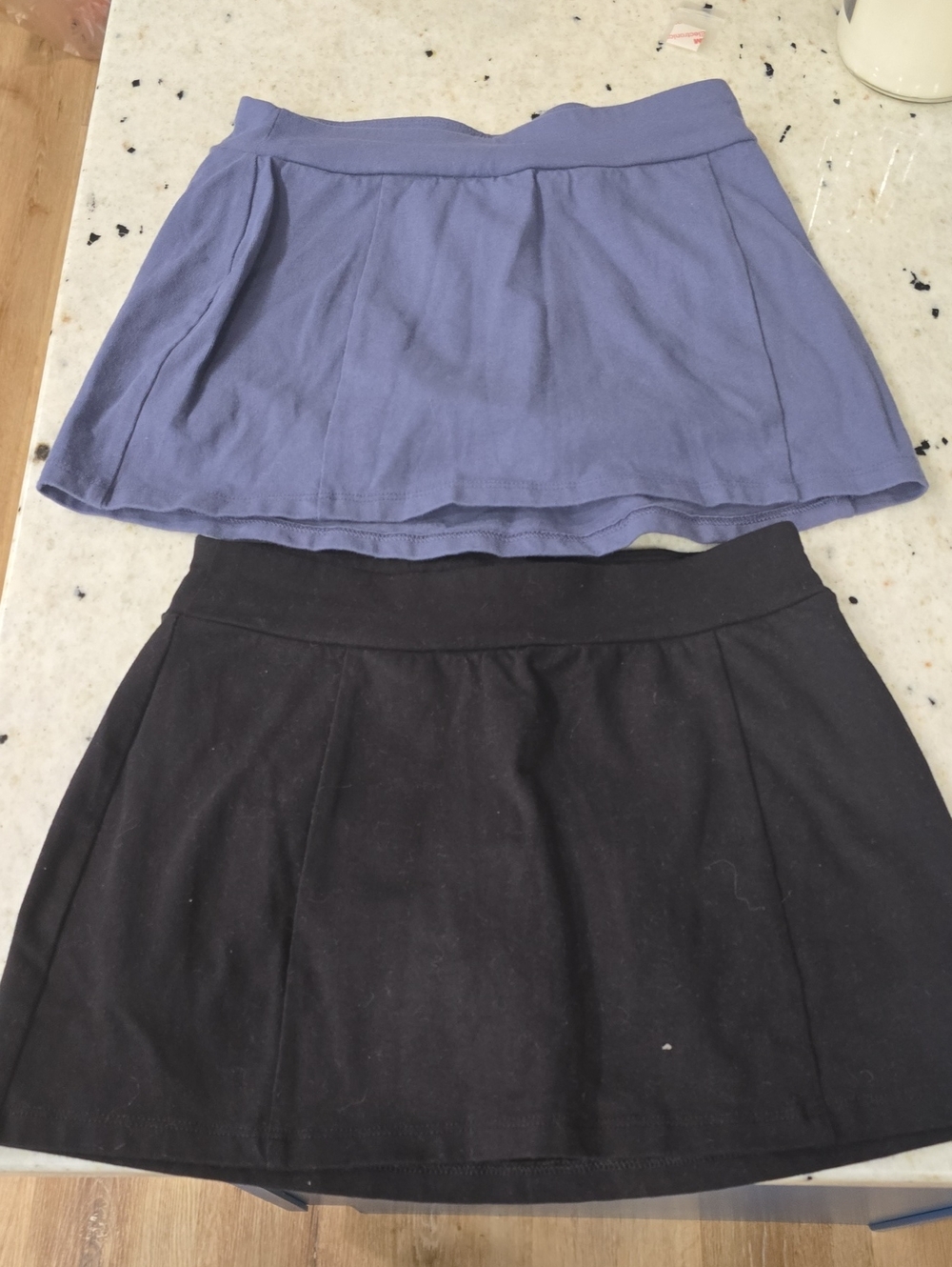 Girls's Pleated Mini Skirts - Blue and Black